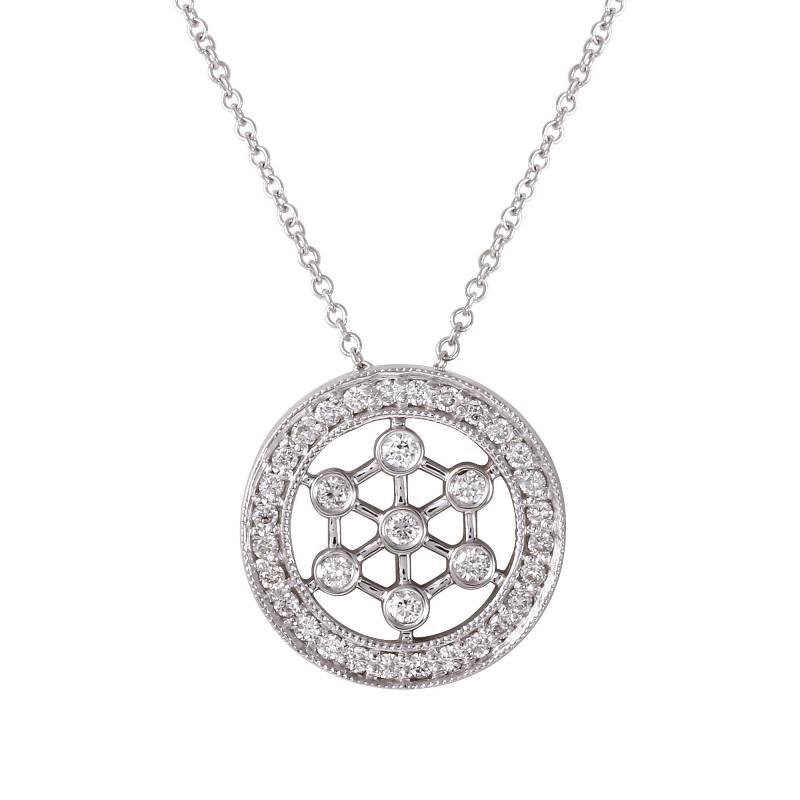 Damen Rund Diamant Und Weißgold Anhänger von AlbertsJewelryDesign