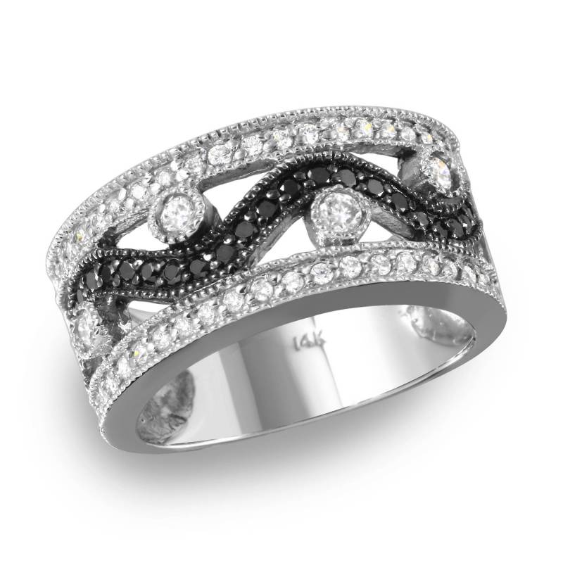 Frauen Schwarz Und Weiß Diamant Band von AlbertsJewelryDesign