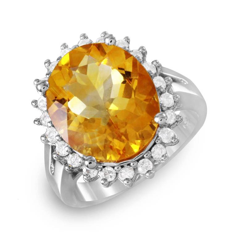 Großer Damenring Mit Citrin Und Diamant von AlbertsJewelryDesign
