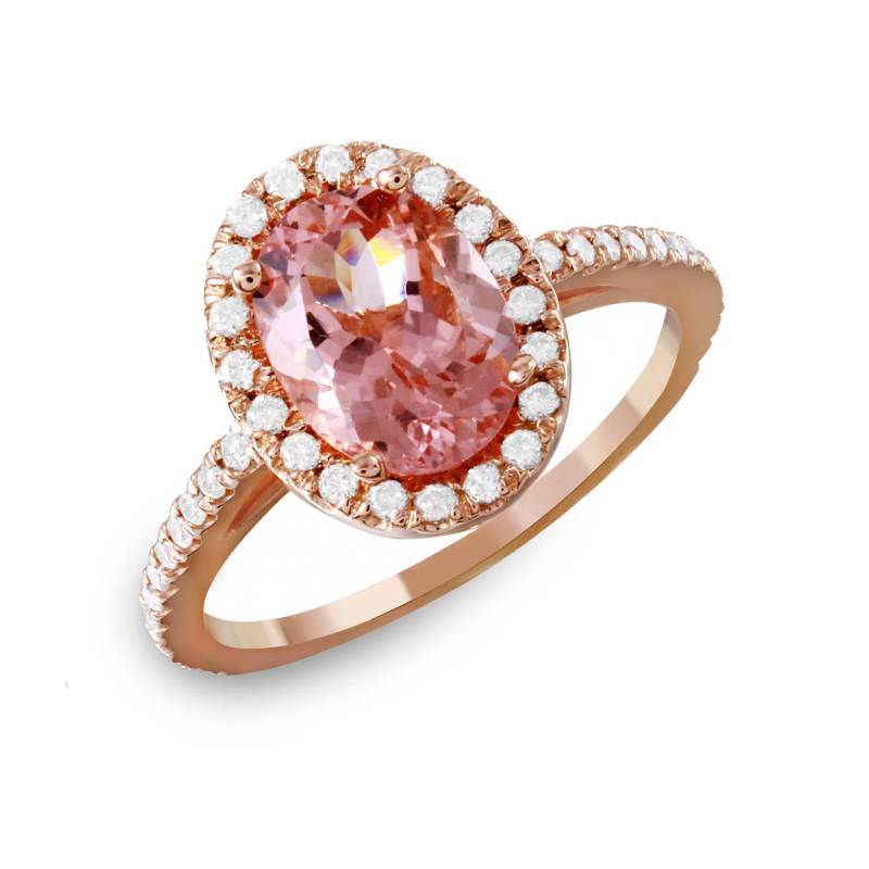Oval Morganit Mit 46 Stück Diamant Damenringe, 14K Rose Gold von AlbertsJewelryDesign