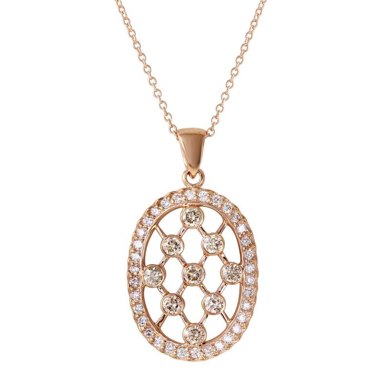 Ovaler Damenanhänger Mit Braunen Und Weißen Diamanten von AlbertsJewelryDesign