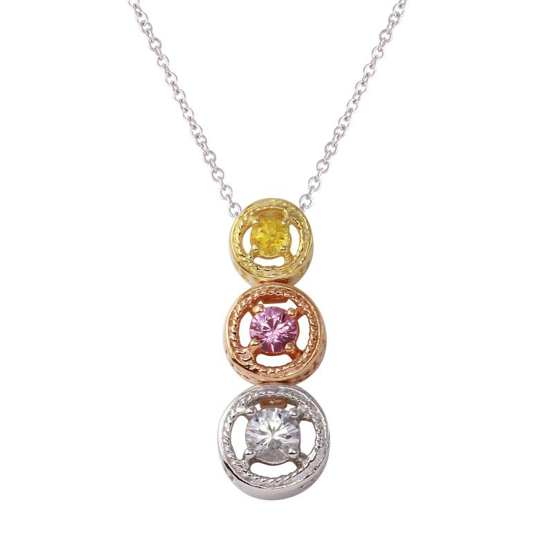 Tri Farbige Frauen 14K Gelbgold Saphir Anhänger von AlbertsJewelryDesign