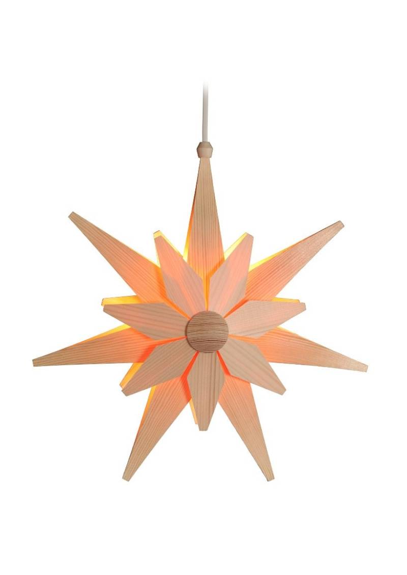 Albin Preissler Dekostern "Weihnachtsstern, Handwerkskunst aus dem Erzgebirge" zum Hängen, Ø 38 cm, Weihnachtsdeko aus Holz von Albin Preissler