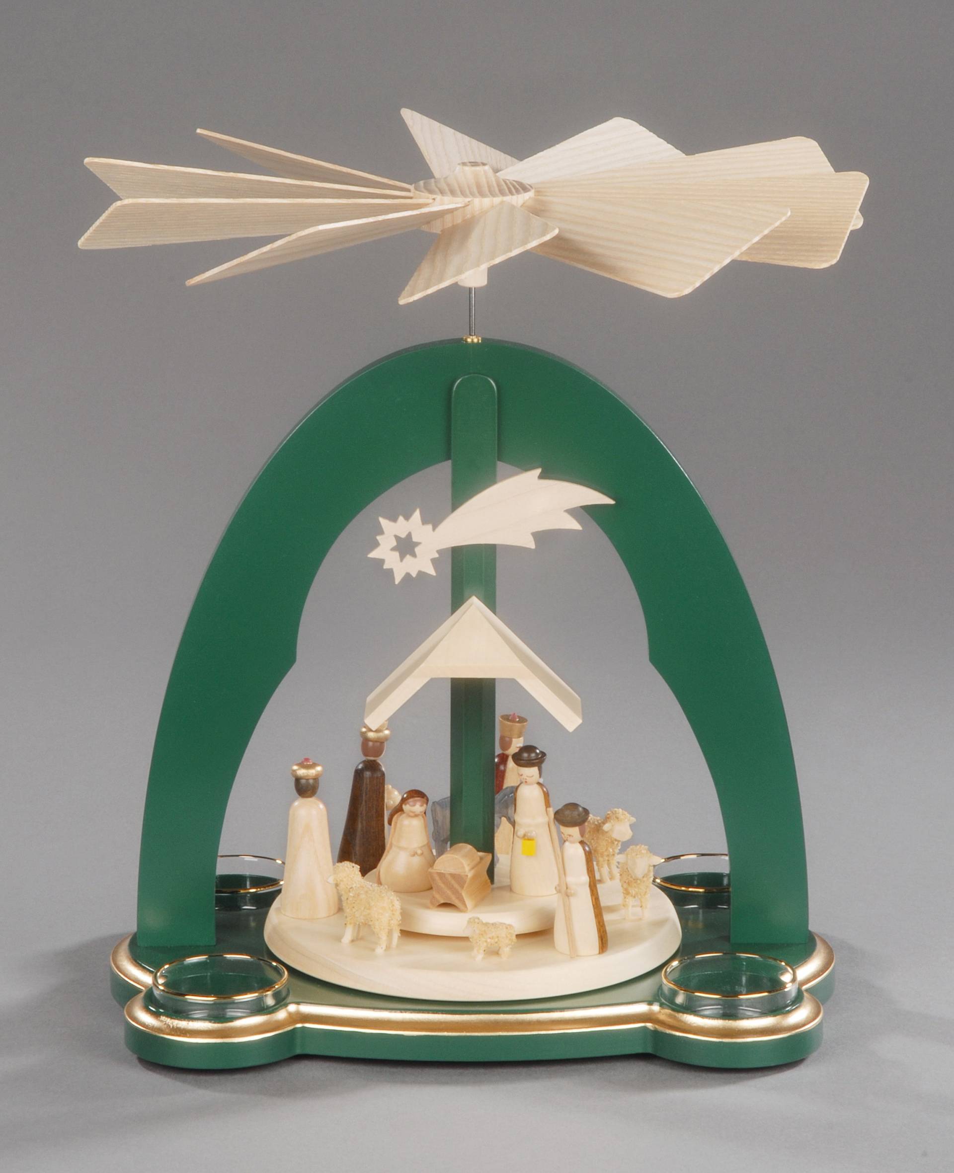 Albin Preissler Weihnachtspyramide "Christi Geburt, Handwerkskunst aus dem Erzgebirge" Weihnachtsdeko aus Holz von Albin Preissler