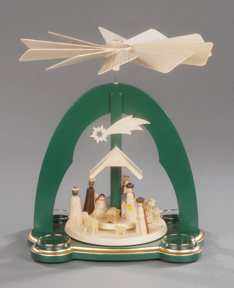 Albin Preissler Weihnachtspyramide "Christi Geburt, Handwerkskunst aus dem Erzgebirge" Weihnachtsdeko aus Holz von Albin Preissler