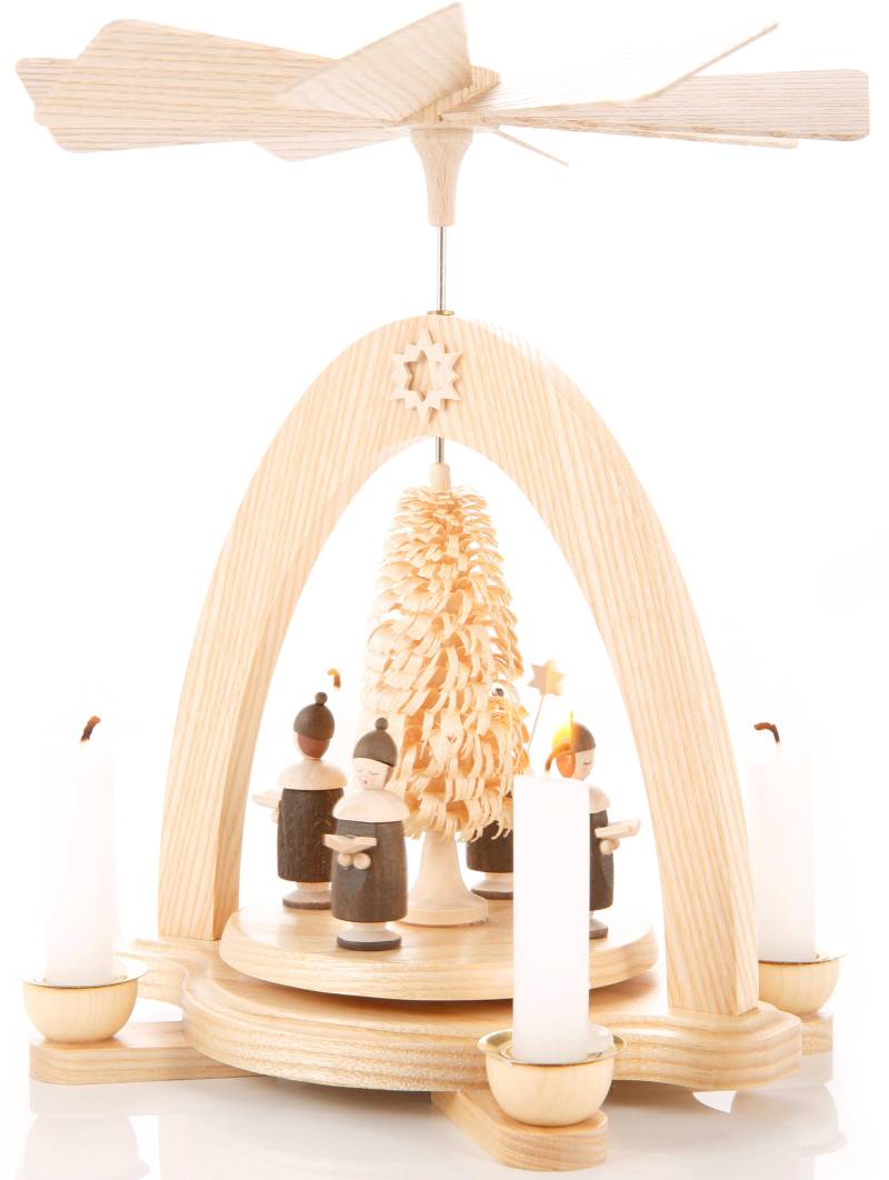 Albin Preissler Weihnachtspyramide "mit Kurrende, Handwerkskunst aus dem Erzgebirge" Weihnachtsdeko aus Eschenholz von Albin Preissler