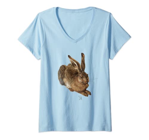 Damen Albrecht Durer Young Hase T-Shirt mit V-Ausschnitt von Albrecht Durer Young Hare