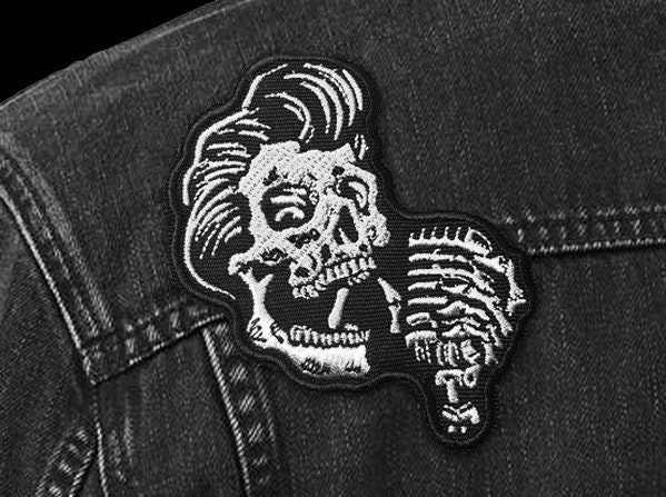 Rockabilly Greaser Skull Aufnäher - Metallic Gesticktes Aufbügler Kostenloser Versand von AlbrightIllustration