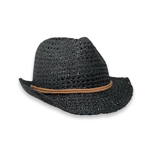 Albsales Strohhut Sonnenhut Sommerhut Cowboyhut Westernhut Freizeithut Strandhut (DE/NL/SE/PL, Numerisch, 55, 57, Black/Brown) von Albsales