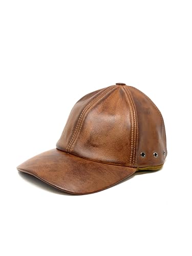 Baseball Cap Leder Outdoor Biker Kappe Lederkappe Käppi Unisex (DE/NL/SE/PL, Alphanumerisch, Einheitsgröße, Redish) von Albsales