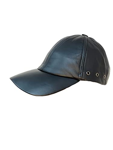 Baseball Cap Leder Outdoor Biker Kappe Lederkappe Käppi Unisex (DE/NL/SE/PL, Alphanumerisch, Einheitsgröße, Schwarz) von Albsales