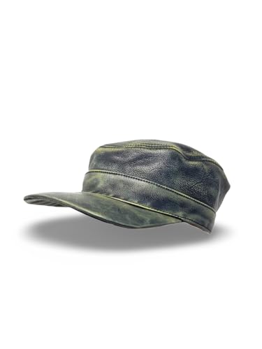 Cap Ledercap Herren Basecap Echt Leder Schildmütze Hut Schirmmütze Mütze (DE/NL/SE/PL, Alphanumerisch, Einheitsgröße, Green Antik) von Albsales