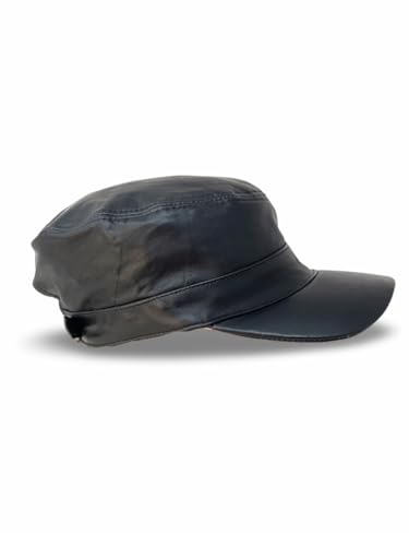Cap Ledercap Herren Basecap Echt Leder Schildmütze Hut Schirmmütze Mütze (DE/NL/SE/PL, Alphanumerisch, Einheitsgröße, Schwarz) von Albsales