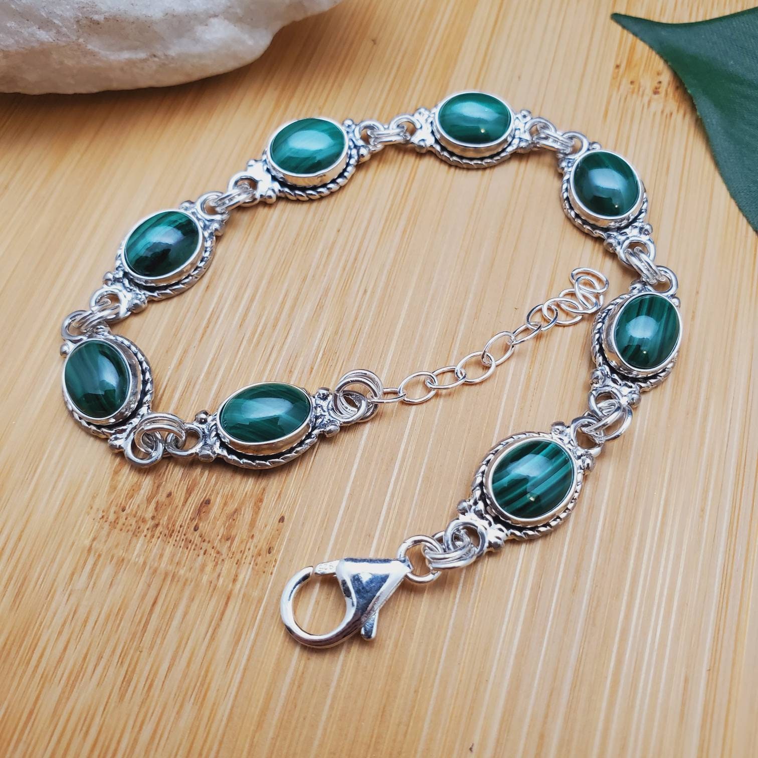 Malachit Armband | Oval Form Sterling Silber Grün Stein Südwesten Hergestellt in Den Usa von AlbuquerqueDesigns