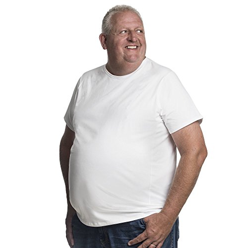 6XL T-Shirt für Männer mit Übergröße Bauchumfang Herren Rundhals Basic Tshirt Übergrößen. 6XL-B (für Bauchumfang 154-161 cm) Weiß von Alca Fashion