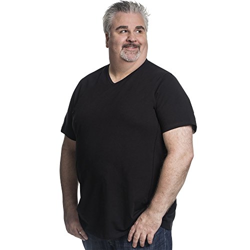 T Shirt Herren V-Hals Doppelpack Basic 2 Stück T-Shirt - Übergrößen bis 8XL für Männer mit Übergröße Bauchumfang Schwarz 6XL-B von Alca Fashion