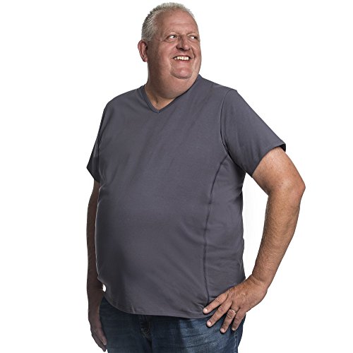 T-Shirt Herren V-Hals Doppelpack Basic 2 Stück Tshirt Übergrößen XL - 8XL für Männer mit Übergröße Bauchumfang 4XL-B Grau von Alca Fashion