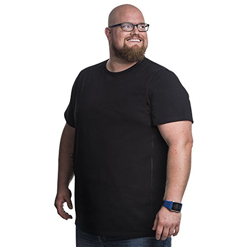 T-Shirts Herren Rundhals Doppelpack Basic 2 Stück Tshirt Übergrößen XL - 8XL für Männer mit Übergröße Bauchumfang 8XL-B Schwarz von Alca Fashion