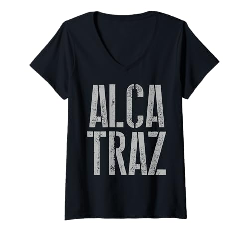 Damen Alcatraz im Vintage-Look T-Shirt mit V-Ausschnitt Damen Alcatraz im Vintage-Look T-Shirt mit V-Ausschnitt von Alcatraz Visitor and Vacation Apparel Co