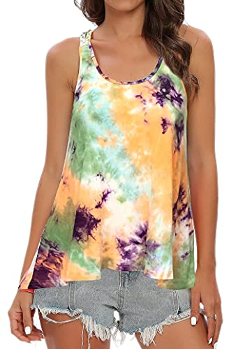 Alcea Rosea Damen Tank Top Ärmellose T Shirt Tie-Dye Sport Yoga Oberteile Sommer Beachwear Casual Lose Shirt Top S-XL (Saft, S) von Alcea Rosea