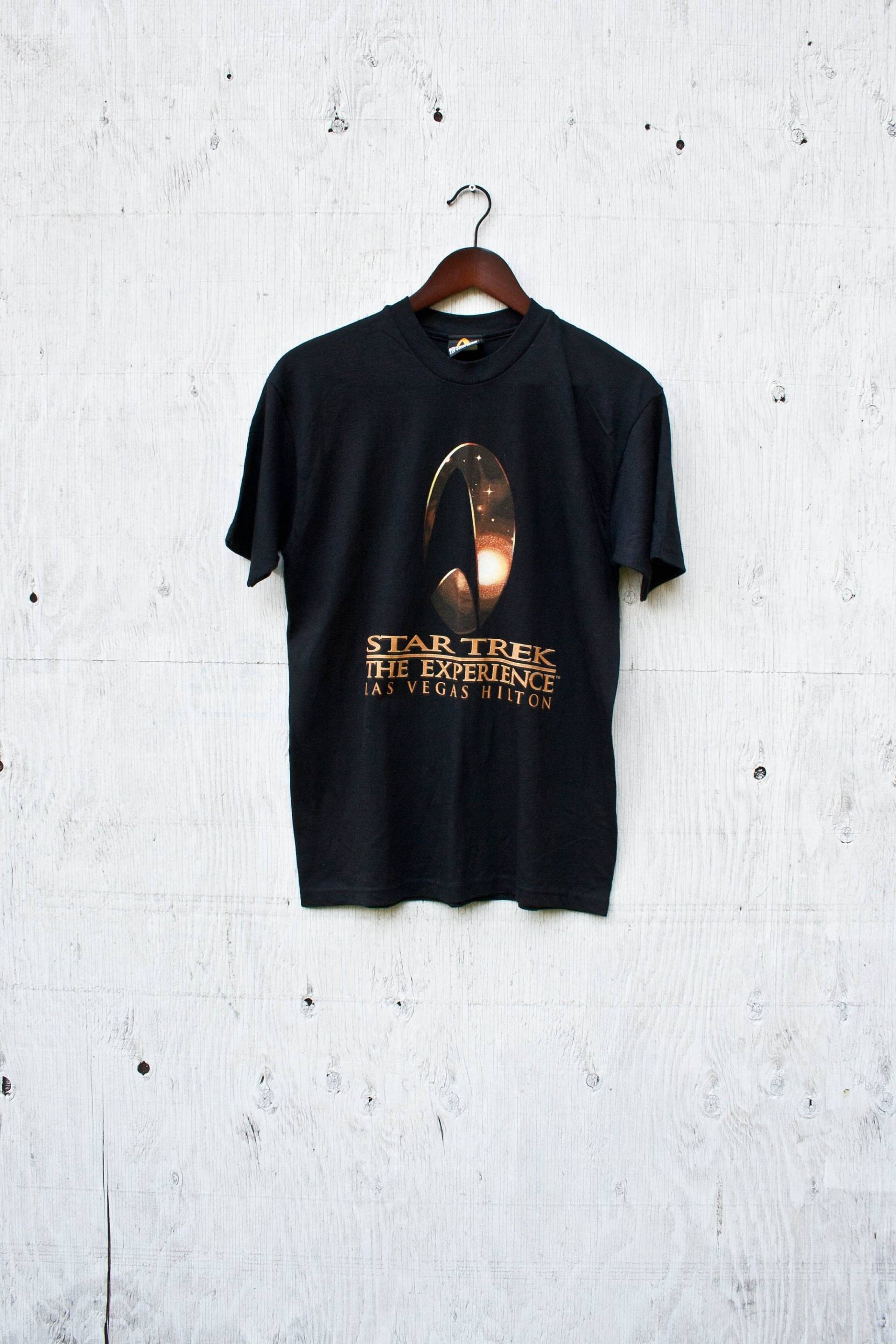 90Er Jahre Star Trek T-Shirt - Medium Shirt Vintage Die Erfahrung Schwarz Und Gold Glitzern Tshirt von AlchemillaMercantile