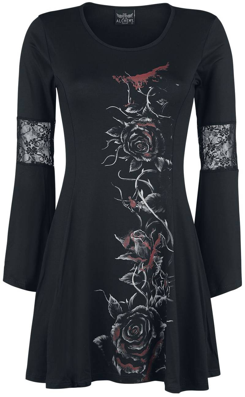 Alchemy England Bleeding Rose Mittellanges Kleid schwarz in L von Alchemy England