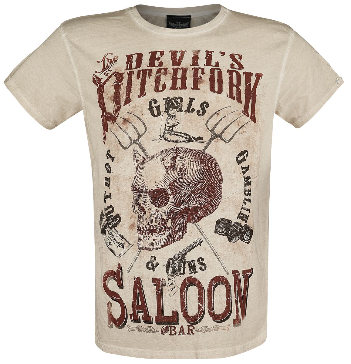 Alchemy England Devil's Saloon T-Shirt beige in 3XL von Alchemy England
