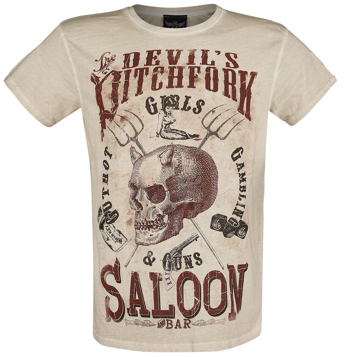 Alchemy England Devil's Saloon T-Shirt beige in L von Alchemy England