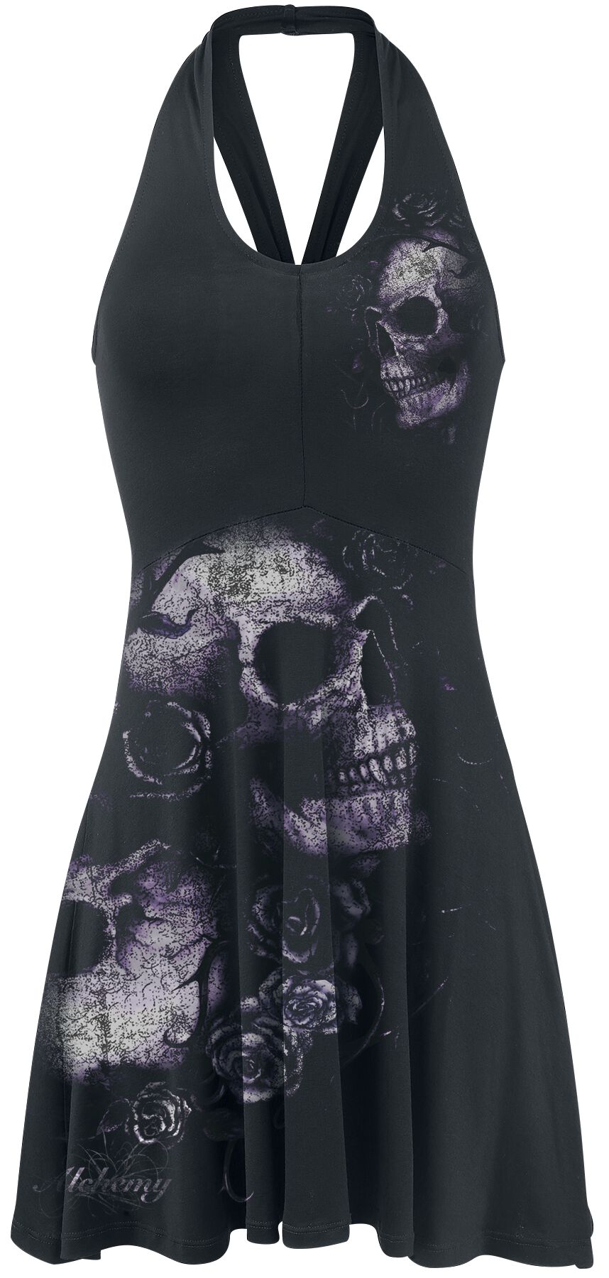 Alchemy England - Gothic Kurzes Kleid - Dead Flowers - S bis XL - für Damen - Größe M - schwarz von Alchemy England