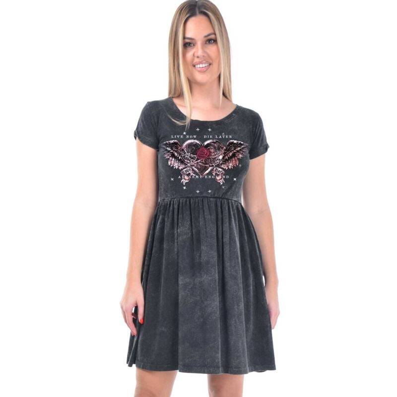 Alchemy England - Gothic Kurzes Kleid - Love Hate - S bis XXL - für Damen - Größe M - grau Alchemy England - Gothic Kurzes Kleid - Love Hate - S bis XXL - für Damen - Größe M - grau von Alchemy England