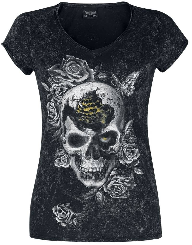 Alchemy England - Gothic T-Shirt - Bee Skull - S bis 4XL - für Damen - Größe XXL - schwarz/grau Alchemy England - Gothic T-Shirt - Bee Skull - S bis 4XL - für Damen - Größe XXL - schwarz/grau von Alchemy England