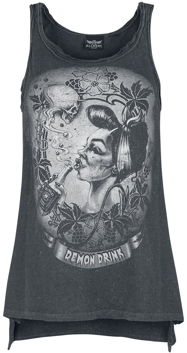 Alchemy England - Gothic Top - Demon Drink - S bis XXL - für Damen - Größe M - dunkelgrau von Alchemy England