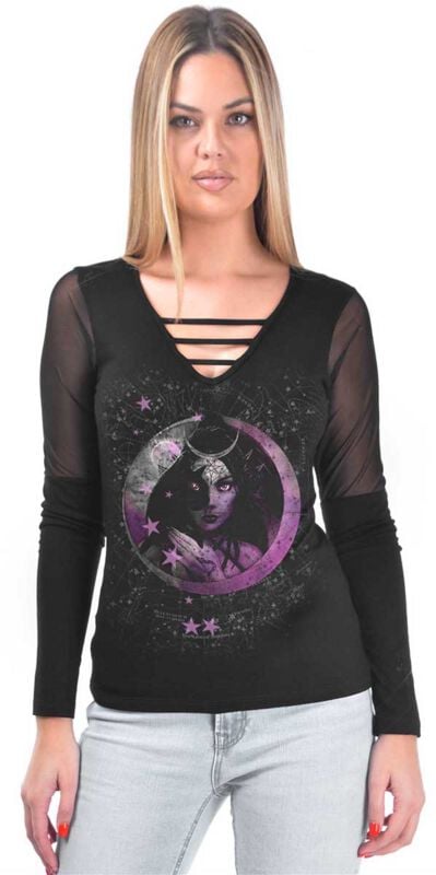 Alchemy England Second Sight Woman's Top Langarmshirt schwarz in XXL von Alchemy England