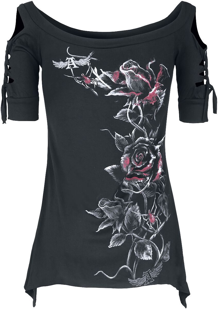 Alchemy England T-Shirt - Bleeding Rose - S bis 4XL - für Damen - Größe XXL - schwarz von Alchemy England