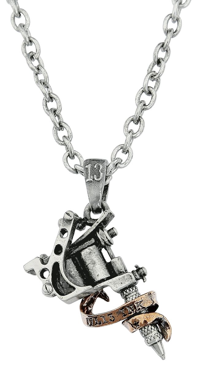 Alchemy Gothic Alchemy: Pewter Pendant: Tattoo Gun Halskette silberfarben von Alchemy Gothic