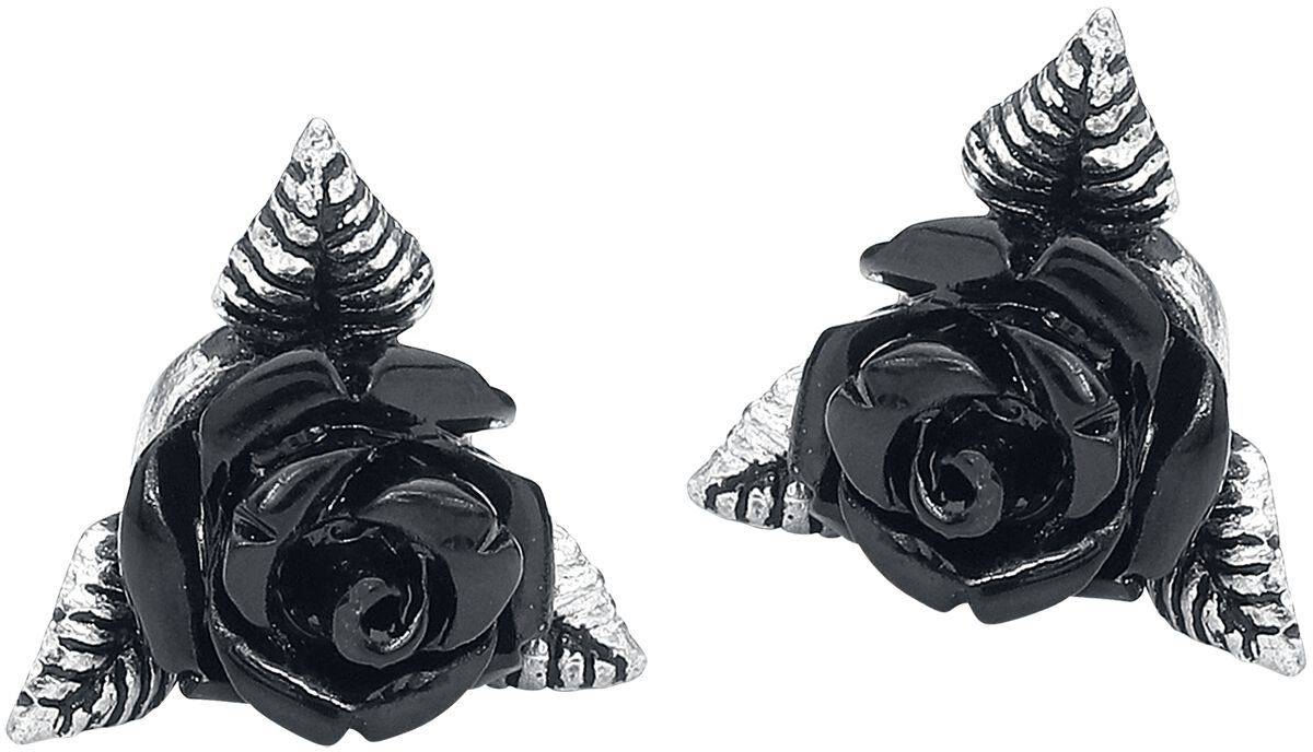 Alchemy Gothic Black Rose Ear Studs Ohrstecker-Set schwarz silberfarben von Alchemy Gothic