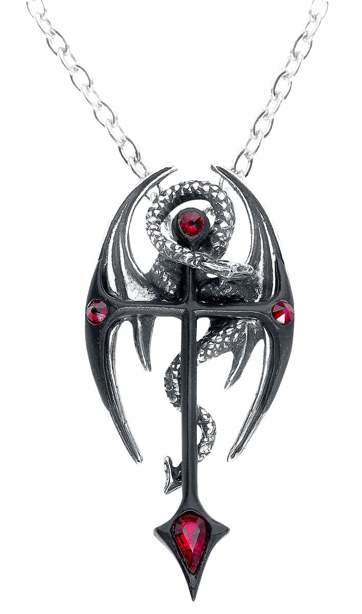 Alchemy Gothic Draconcross Halskette schwarz silberfarben von Alchemy Gothic