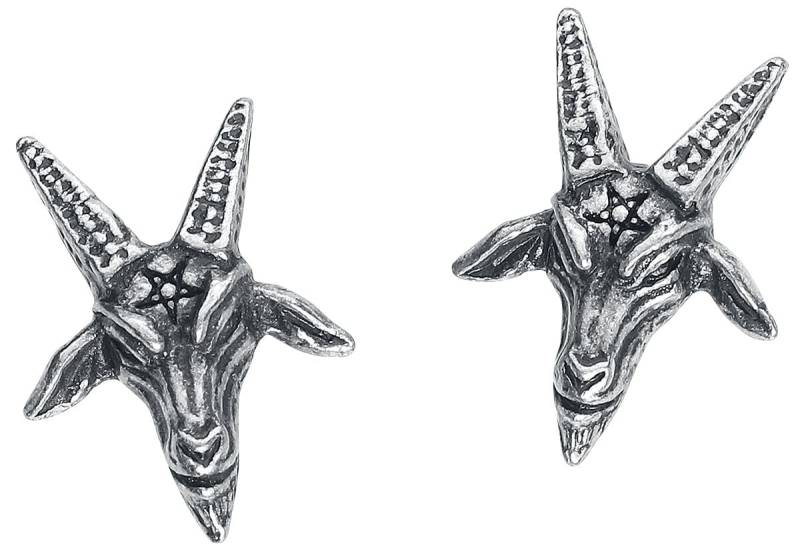 Alchemy Gothic - Gothic Ohrstecker-Set - Baphomet Studs - für Damen - silberfarben von Alchemy Gothic