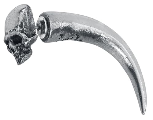 Alchemy Gothic Tomb Skull Horn Unisex Ohrstecker silberfarben von Alchemy Gothic