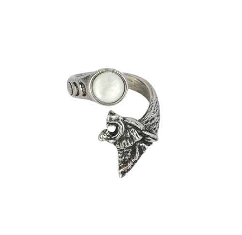 Alchemy Gothic Howl at the Moon Frauen Ring silberfarben XXS-XS Hartzinn Gothic von Alchemy Gothic