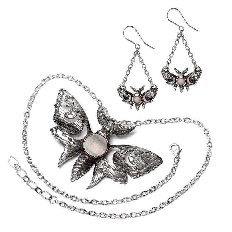 Alchemy Gothic Lunar Moth - Schmuck Bundle Halskette schwarz silberfarben von Alchemy Gothic
