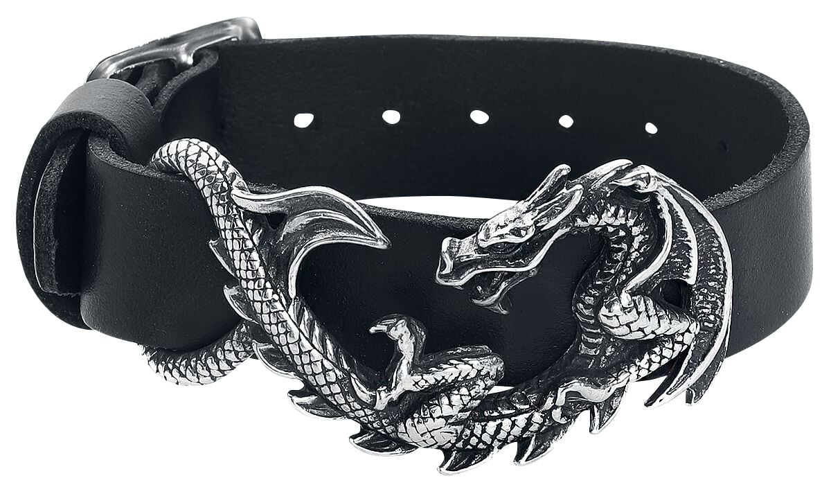Alchemy Gothic Maelstrom Leather Wristrap Lederarmband schwarz silberfarben von Alchemy Gothic