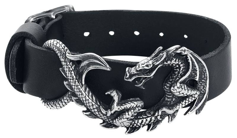 Alchemy Gothic Maelstrom Leather Wristrap Lederarmband schwarz silberfarben von Alchemy Gothic