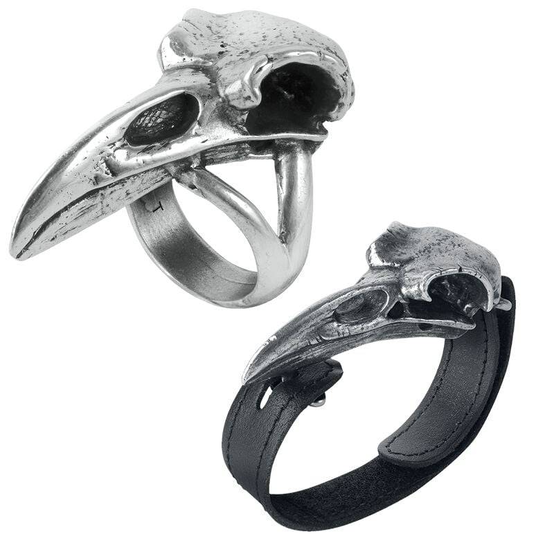 Alchemy Gothic - Mittelalter Armband - Rabenschädel Bundle - schwarz/silberfarben von Alchemy Gothic