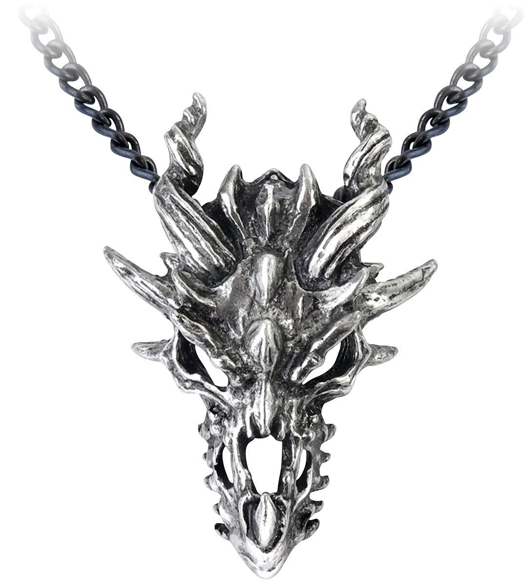 Alchemy Gothic - Mittelalter Halskette - Dragon Skull - silberfarben von Alchemy Gothic