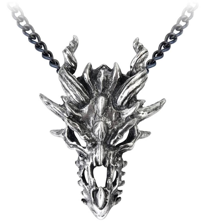 Alchemy Gothic - Mittelalter Halskette - Dragon Skull - silberfarben von Alchemy Gothic