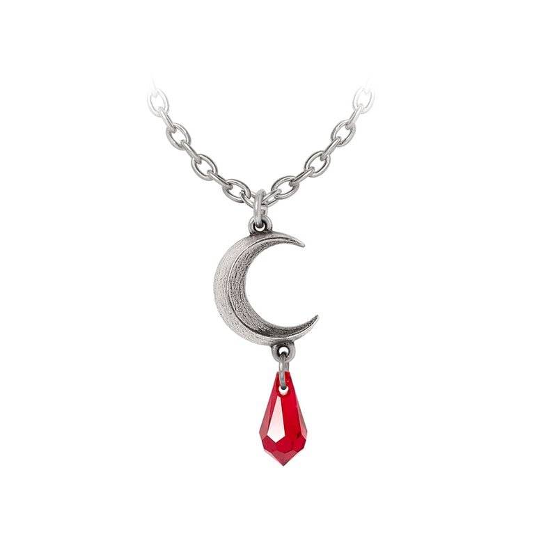 Alchemy Gothic Tears of the Moon Halskette silberfarben rot von Alchemy Gothic