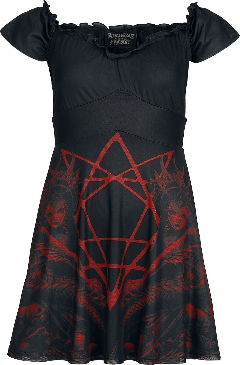 Alchemy by Killstar - Gothic Kurzes Kleid - Atargatis Mini Dress - XS bis 4XL - für Damen - Größe 4XL - schwarz/rot von Alchemy by Killstar