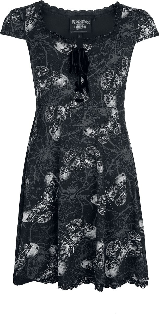 Alchemy by Killstar - Gothic Kurzes Kleid - Web Of Poison Mini Dress - XS bis 4XL - für Damen - Größe 3XL - schwarz/grau von Alchemy by Killstar