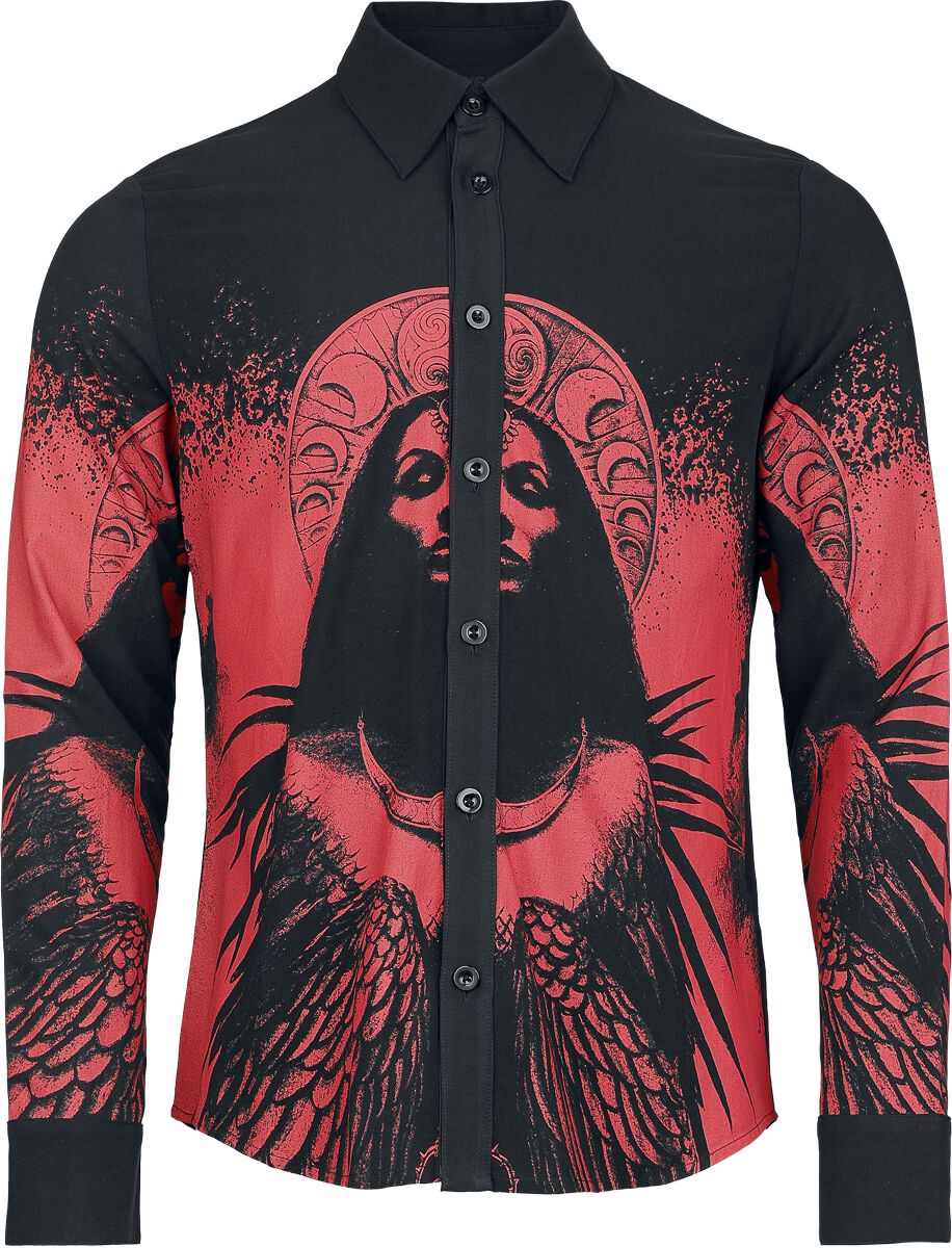Alchemy by Killstar Mórrígan Moon Shirt Langarmhemd schwarz rot in S von Alchemy by Killstar